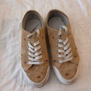 Rag & Bone Tan Suede Embroidered Sneakers Size 37.5
